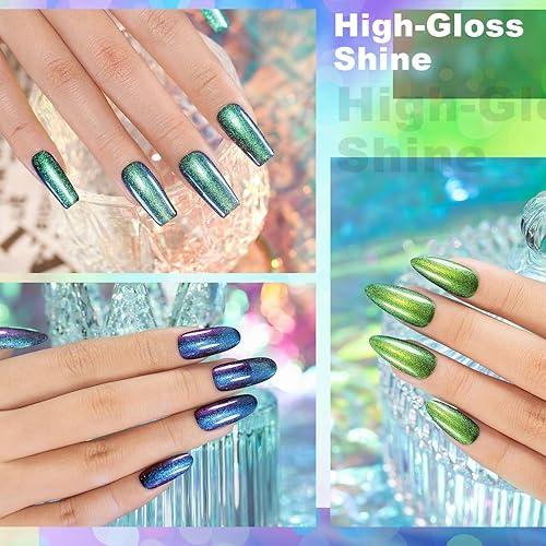 Miniatura 3 de RARJSM Chameleon - Juego de 6 esmaltes de uñas de gel multicromo degradado que cambia de color azul oscuro, morado, naranja, verde, juego de 6