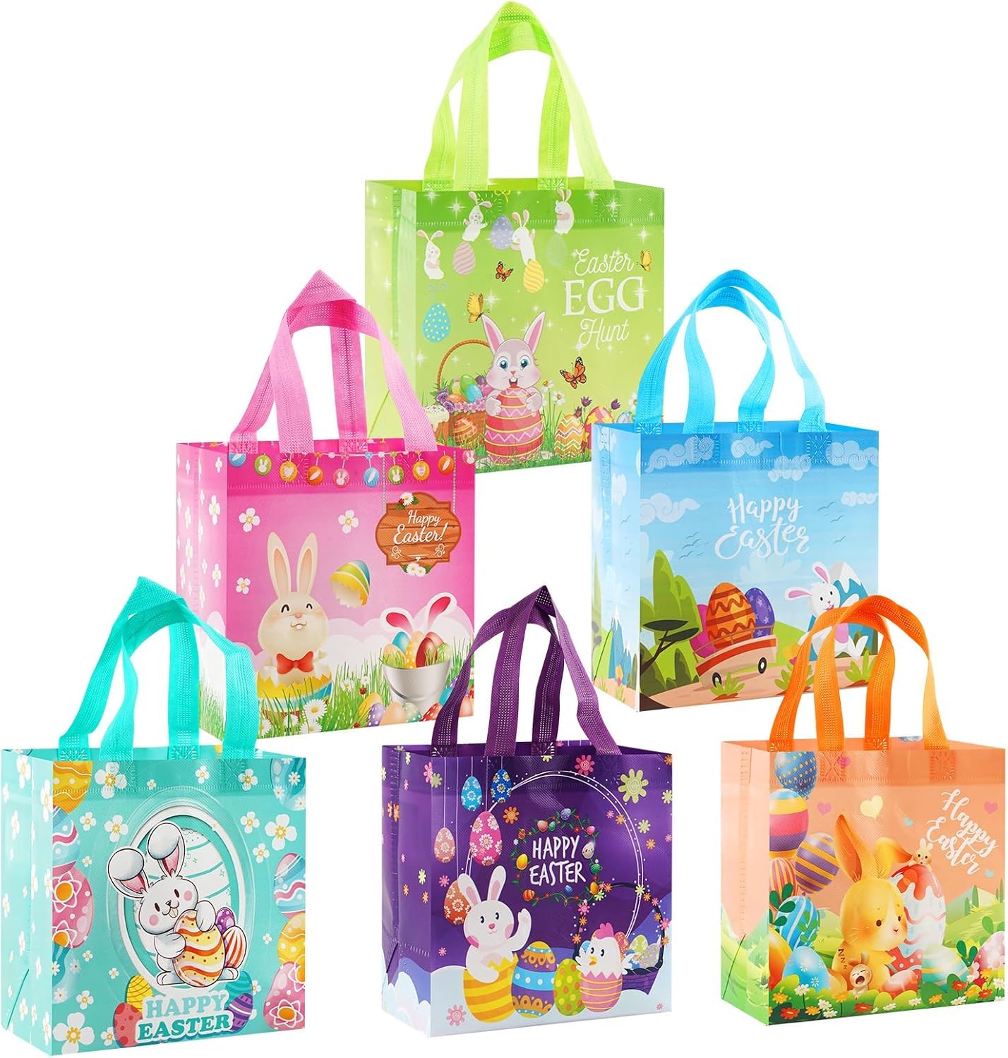 6 Stück Ostern Geschenktüten,Ostertüten Zum Befüllen Geschenktüten,Osterhasentüten Geschenktüte zu Ostern für Kinder und Erwachsene(20X20X15 CM)