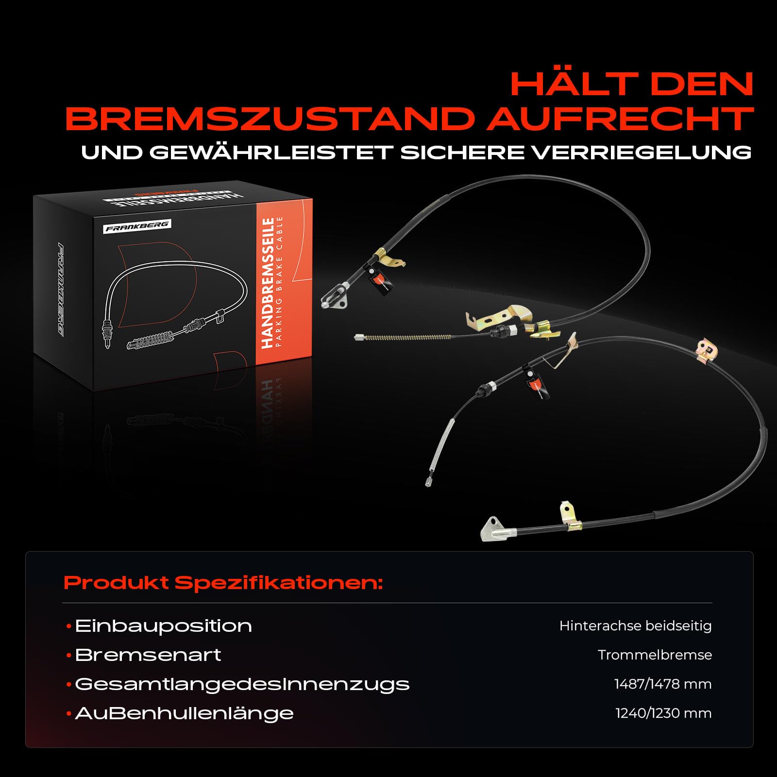 Frankberg 2x Handbremsseile Hinten Kompatibel mit C1 PM PN 2005-2014 107 PM PN 2005-2014 Aygo B1 2005-2014 Aygo Kasten/Schrägheck B1 2005-2014 Replace# 46420-0H010