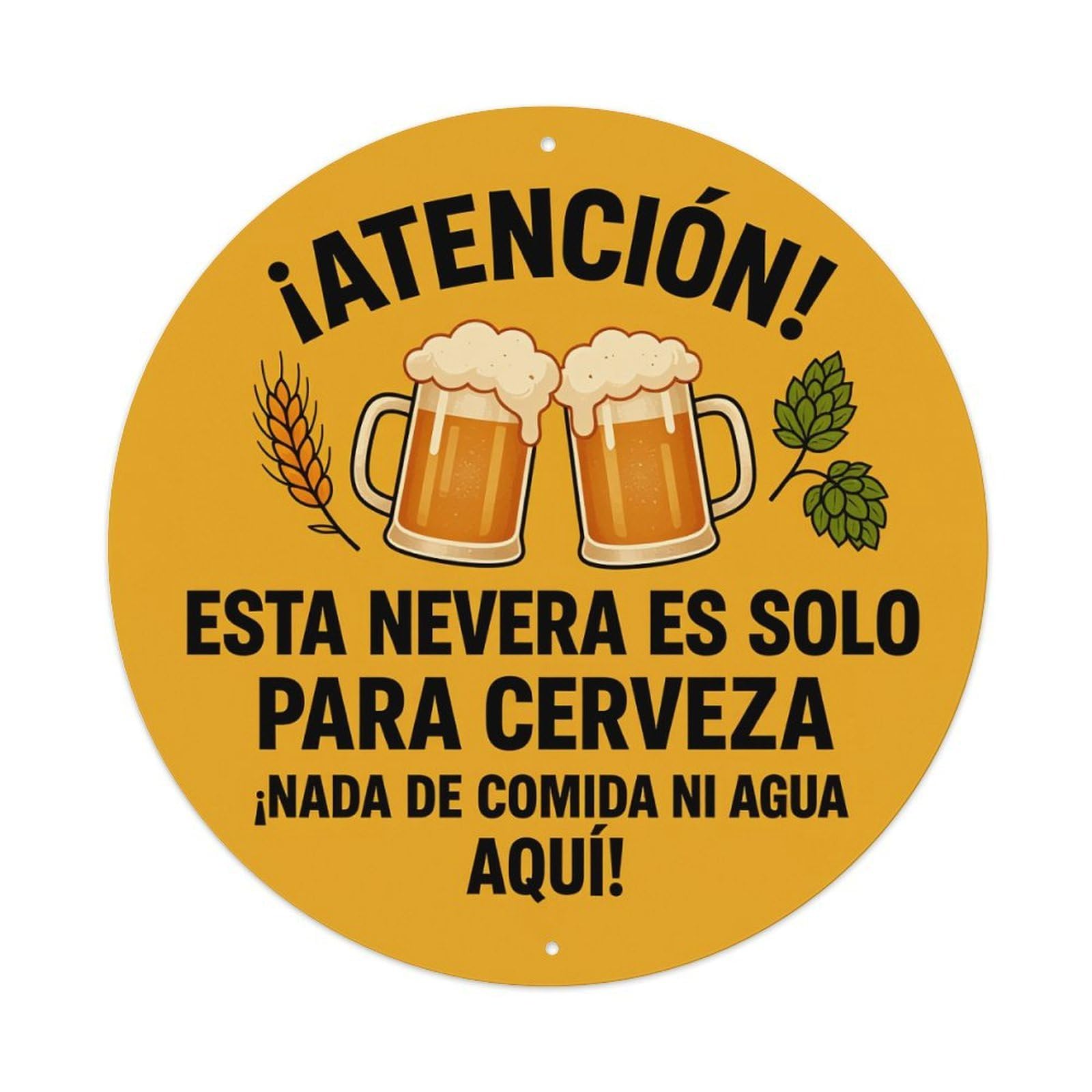 Attention This Fridge Is Only For Beer Round Tin Sign Vintage Metal Poster Retro Bar, Home, Man Cave, Kitchen, Laundry Room Wall Art Decor Gift 8x8Inch