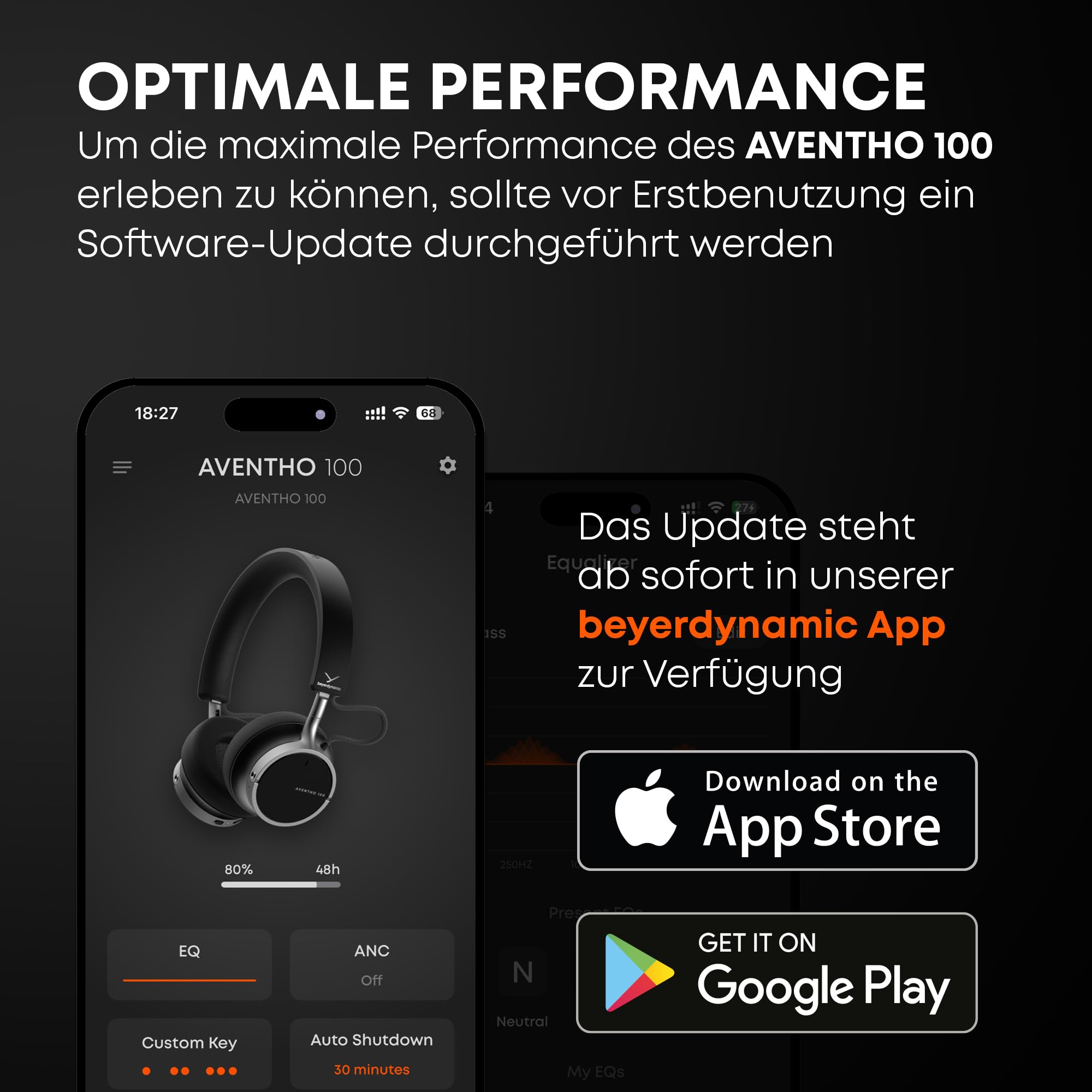 beyerdynamic AVENTHO 100 Wireless On-Ear Kopfhörer mit aktiver Geräuschunterdrückung, 60 Stunden Akkulaufzeit, faltbares Design, austauschbare Ohrpolster, in Cream - neues Update per App verfügbar