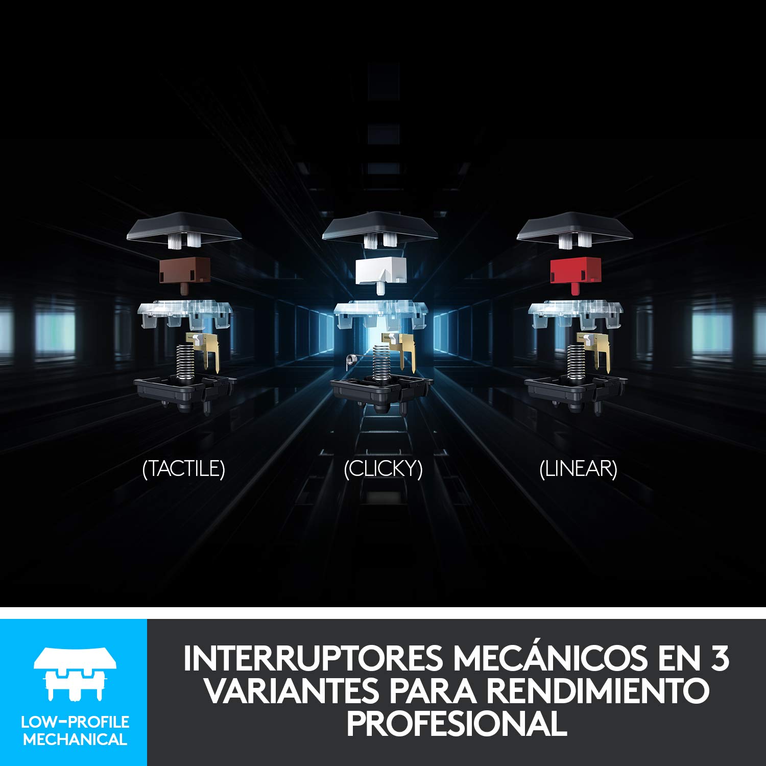 Logitech G915 LIGHTSPEED Teclado Gaming Mecánico Inalámbrico con teclas GL-Táctil de bajo perfil, LIGHTSYNC RGB, Diseño ultra delgado, 30 horas de duración de la batería, Disposición QWERTY US - Negro