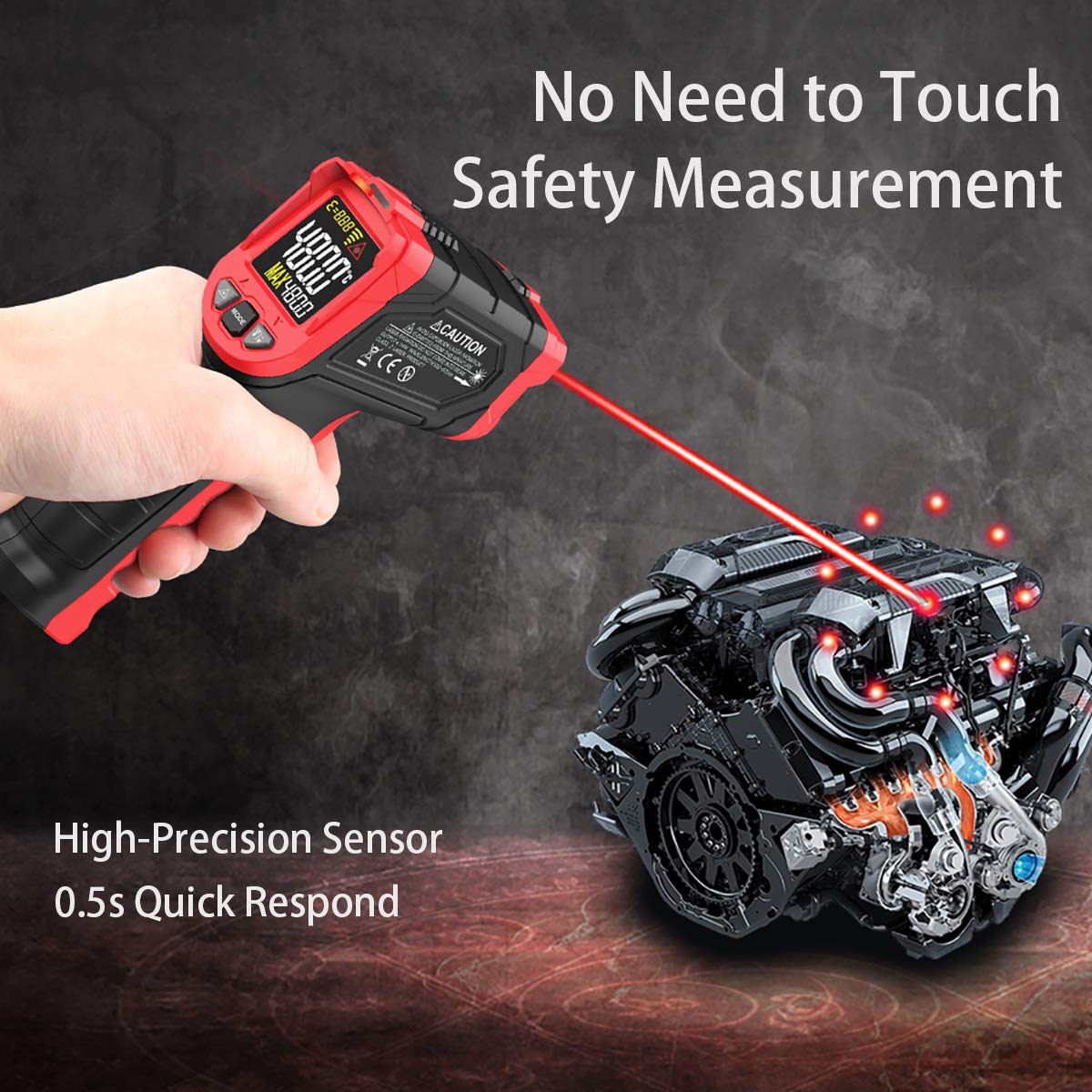 Generic Infrared Thermometer Gun Non Contact Digital Laser Temperature Gun -58℉~1256℉ (-50℃ ~ 680℃) Adjustable Emissivity for Kitchen Cooking BBQ Automotive Industrial(NOT for Human)