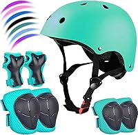 Vista 11 de Juego de casco de bicicleta ajustable para niños, chicos, chicas y adolescentes de 3 a 8 años de edad, incluye protectores de codo, rodilla