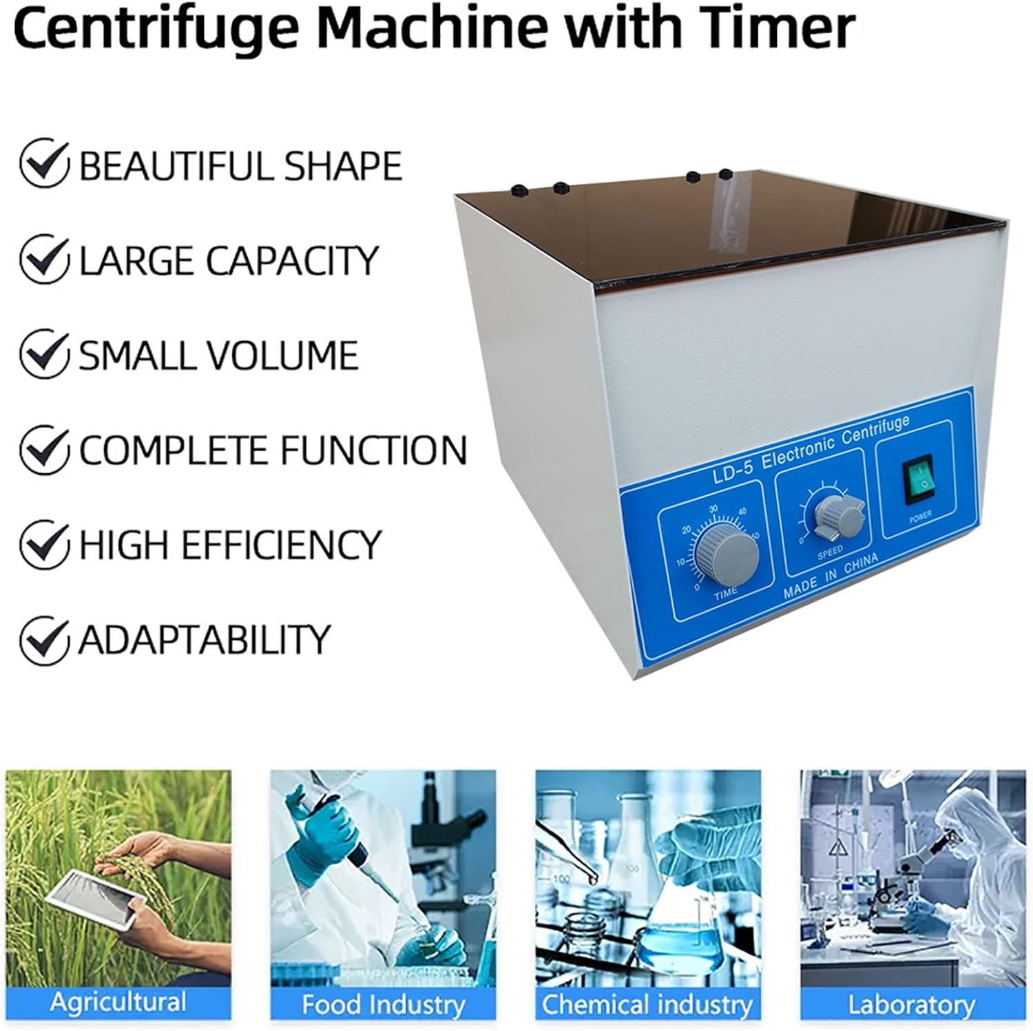 Electric Centrifuge Machine, Lab Benchtop Centrifuges, Capacity 50 ml x 8, with Timer and Speed Control, 4000RPM, 0-60min, 110V/220V, for Chemical Biological Practice, Blood, Fat Separate