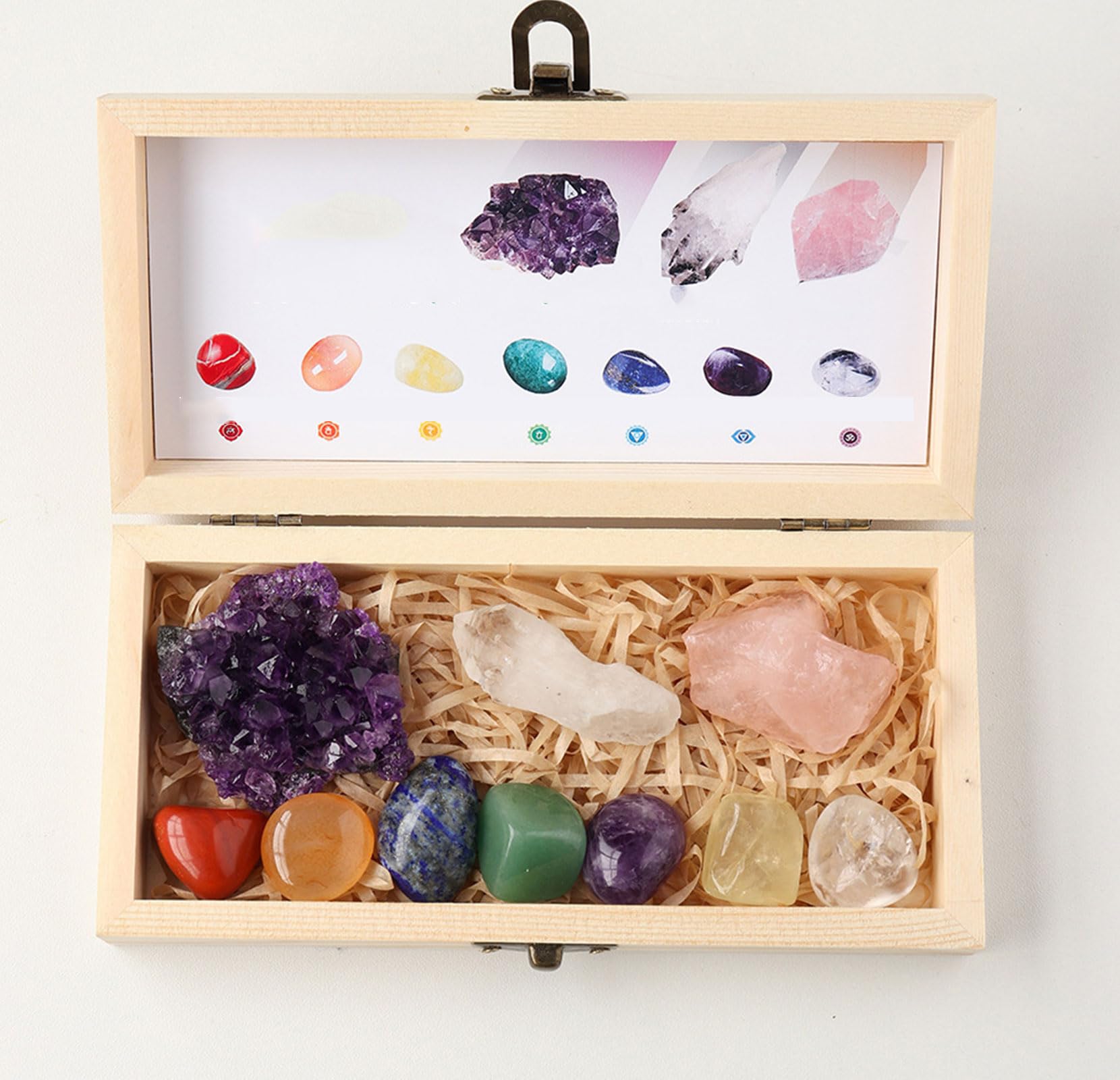 Set di Cristalli Naturali di Ametista, Cristalli dei Chakra E Pietre Curative, 7 Pietre dei Chakra Levigate per Guarigione, Meditazione E Yoga