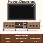 Giantex Mid Century Modern TV Stand for 60-80 Inch TV, Large Entertainment Center w/Storage Cabinet, Basket Weave Wooden Door & Open Compartment, Wood Media Console Table for Living Room Bedroom