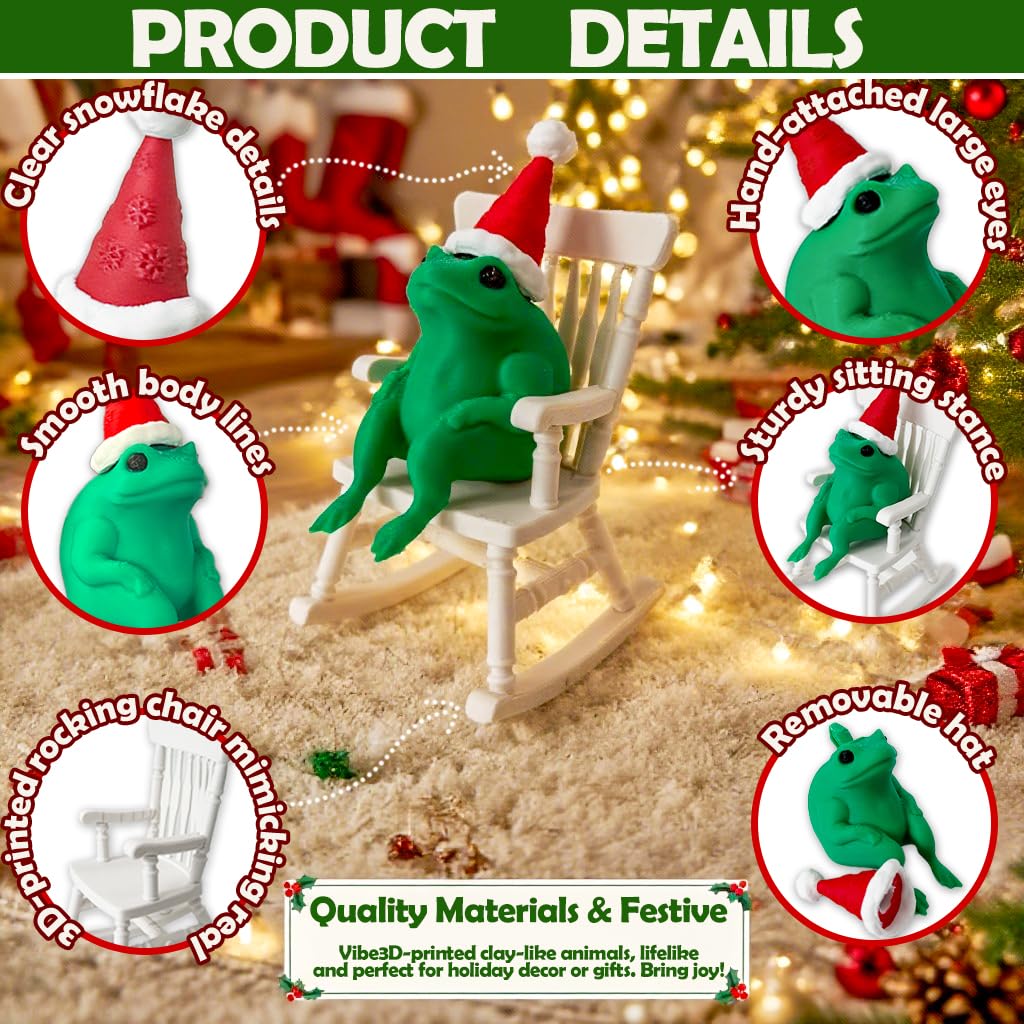 3D Printed Frog Fidget, Mini Animals Figures Set，3D Printed Miniature Sofa Arm Chair Living Room Furnitur Ornaments Suitable for Desktop Ornaments