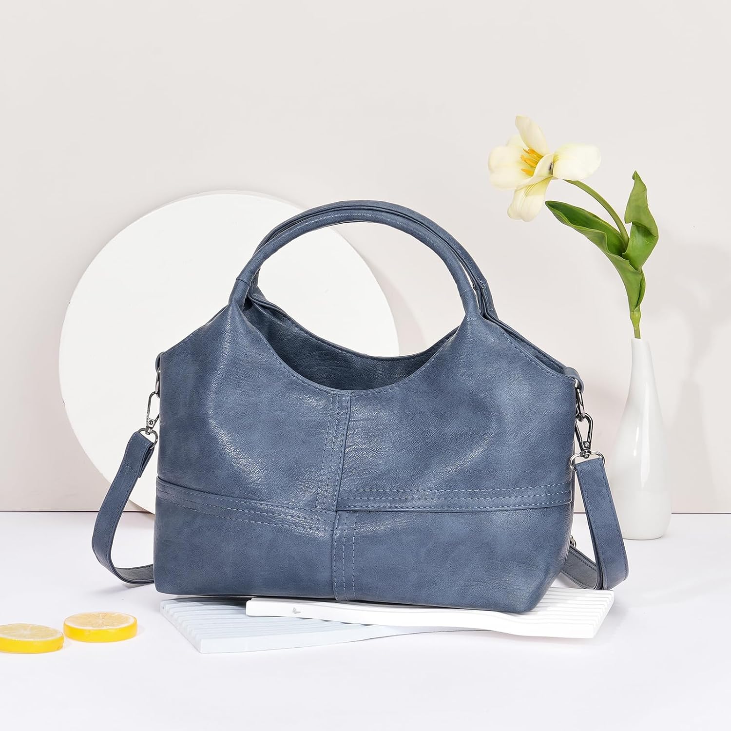 GOIACII Women's Soft Leather Hobo Handbag, Medium Crossbody Satchel Tote Bag with Top Handle for Work Travel