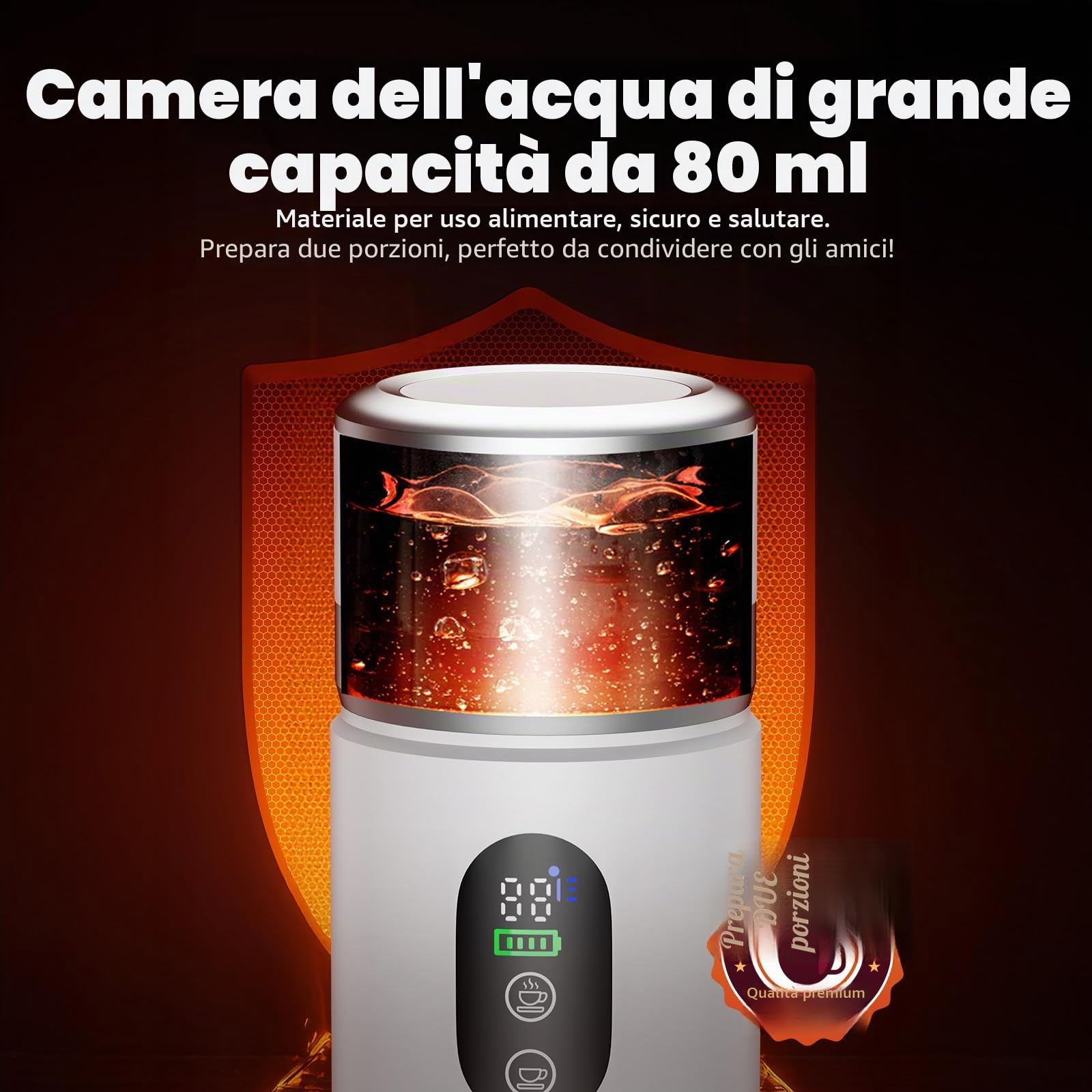 Macchina Caffe Portatile, Caffettiera Portatile 3-in-1 con batteria 2 x 7500 mAh,20 Bar, Autoriscaldante,USB-C,Piccola Macchina da Caffè 3 in 1 con Caffè Macinato e Capsule (NS & DG) per Camper