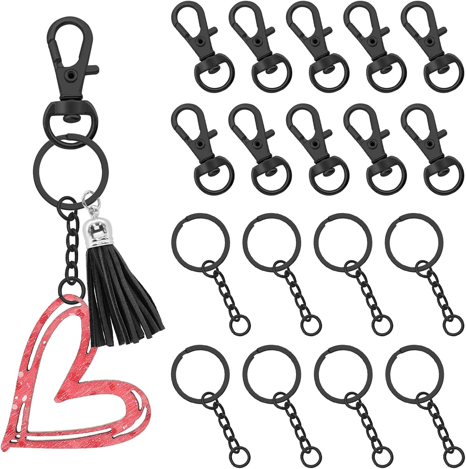 180Pcs Swivel Snap Hook Set,Swivel Snap Hook and Key Rings with Chain and Jump Rings for Keychain 60Swivel Lobster Clasp,60Key Rings with Chain,60Jump Rings for Keychain Lanyard Jewelry DIY Crafts