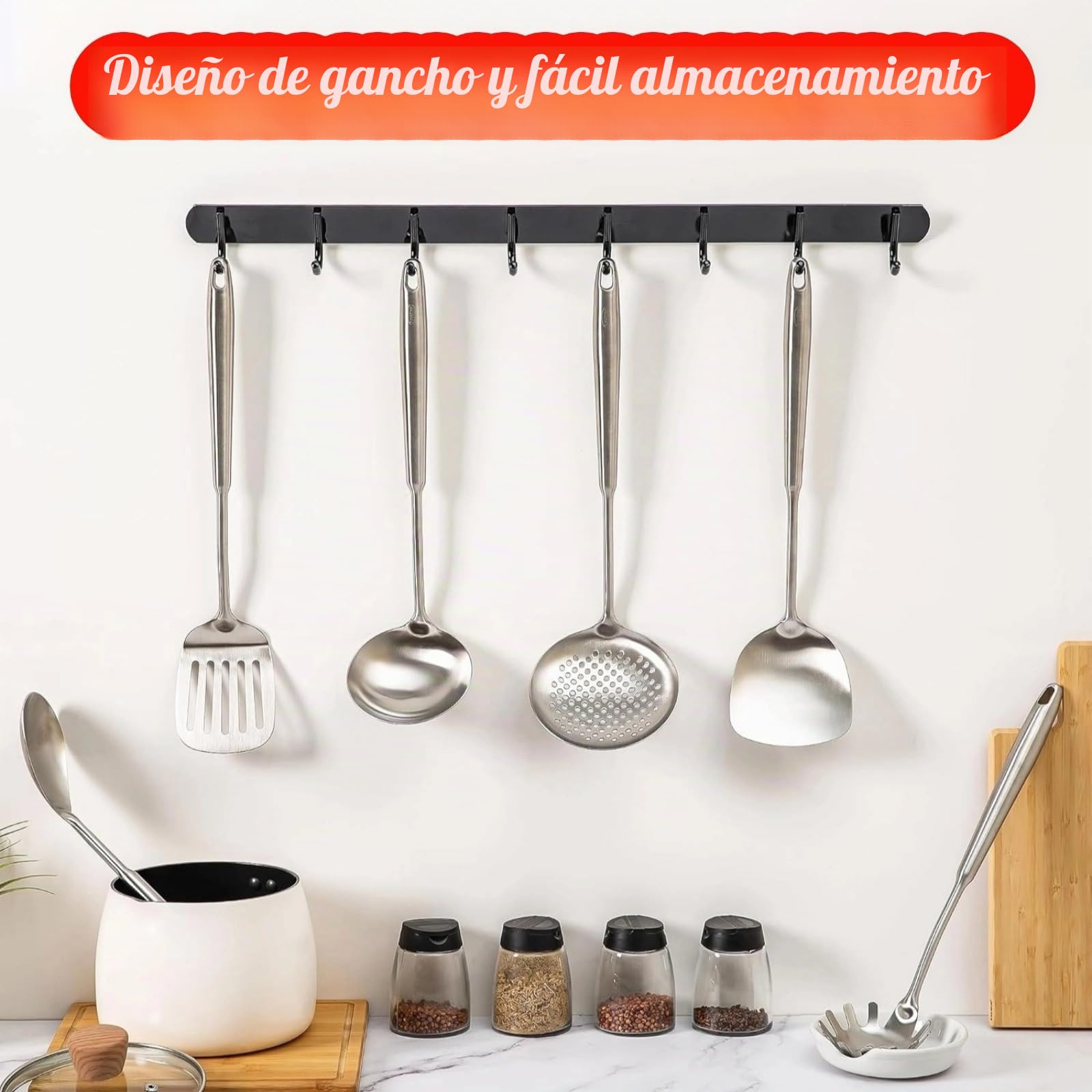 Juego de 6 utensilios de cocina de acero