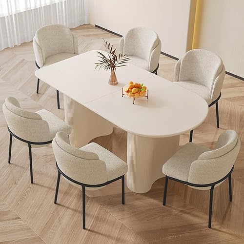 Miniatura 26 de Juego de mesa de comedor para 4, mesa de cocina moderna con 4 sillas, juego de mesa de comedor para cocina, comedor, hogar y oficina (mesa blanca de