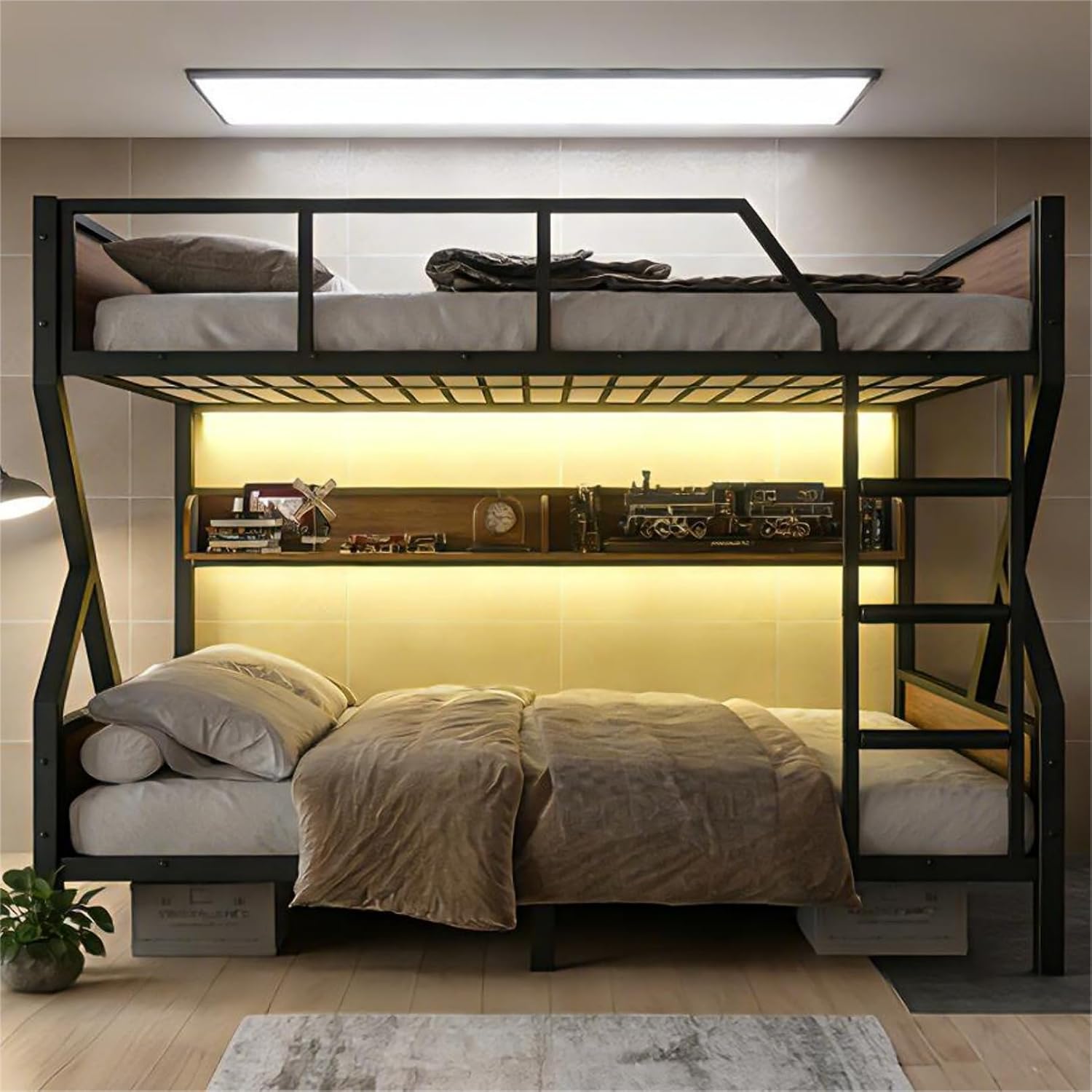 Bellemave bunk bed in a room setting with LED lights on