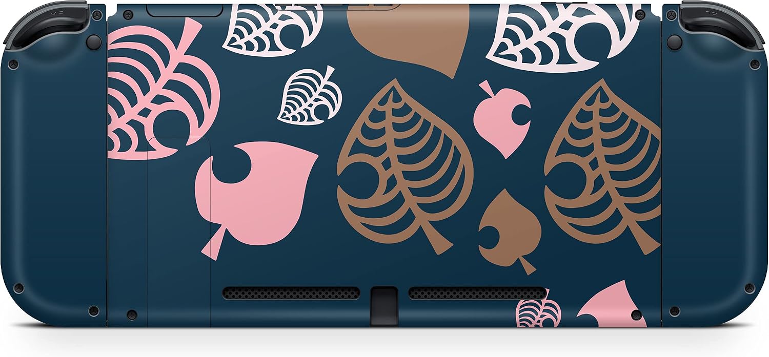Tacky Design Leaves Skin Compatible with Nintendo Switch Skin Wrap Cover, Blue Skin for Nintendo Switch Stickers, Premium Vinyl 3M Full Wrap Decal, Compatible with Joy-Con, Console, Dock