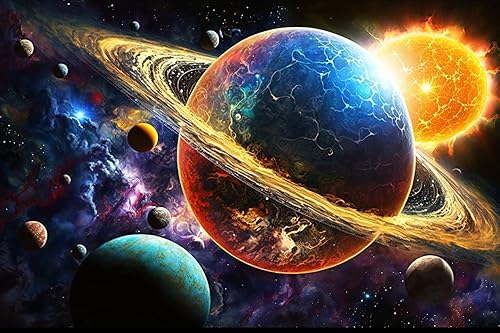 STOJAN Kit de pintura de diamantes del universo planeta coloreado, pintura de diamante redondo 5D, proceso de pintura digital, adecuado para adultos