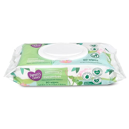 Miniatura 6 de Parent's Choice Toallitas húmedas refrescantes con aroma a pepino con infusión de vitamina E y aloe, 240 unidades (el paquete económico incluye 3