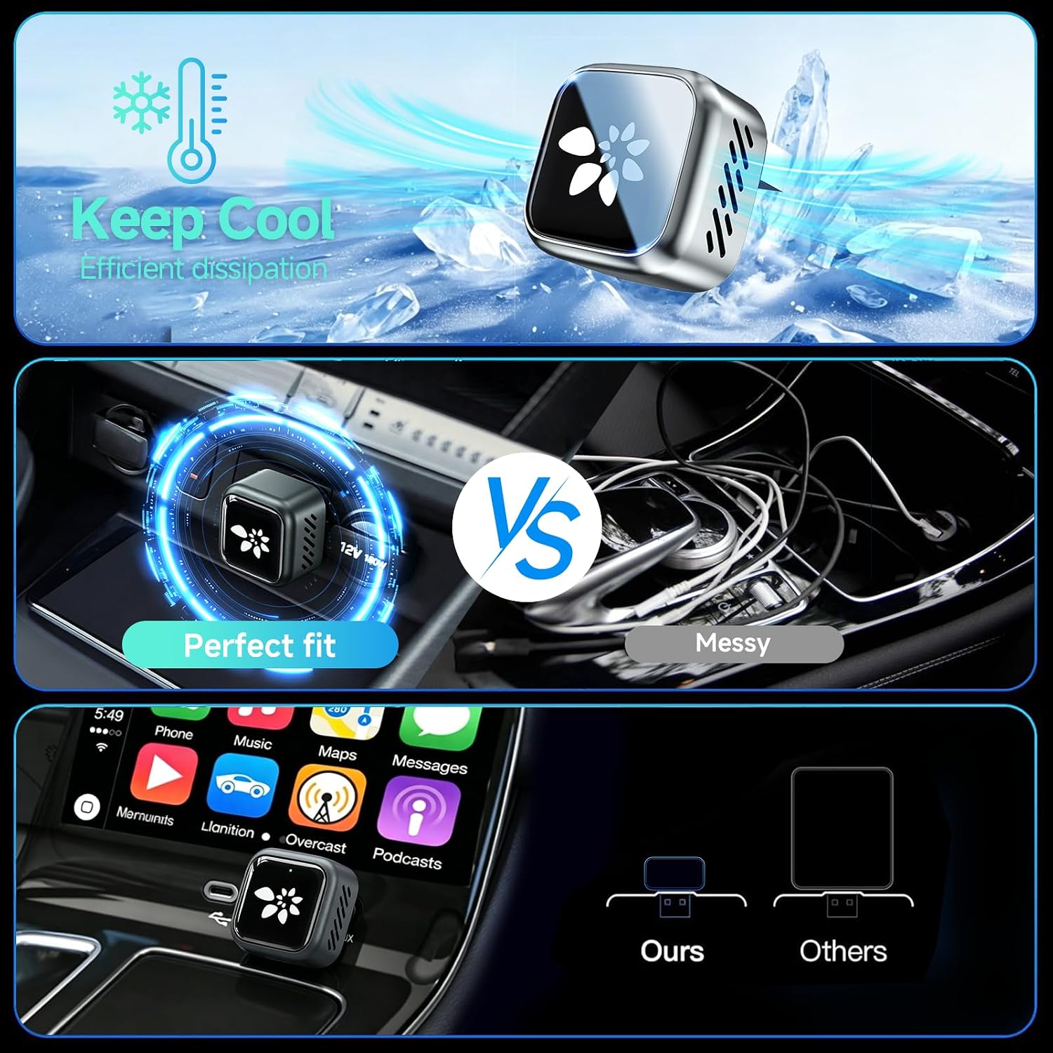 2026 Wireless CarPlay Adapter for iPhone & Android, 3 Second Auto Stable Connection，Zero Latency, Plug & Play for 2016+ Cars with USB-A USB-C Ports
