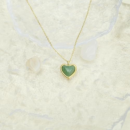 Miniatura 5 de Jade Heart Necklace for Women,Valentines Gifts 18K Gold Heart Necklace for Women as Jade Jewelry for Women or Green Necklace for Birthday Gifts for