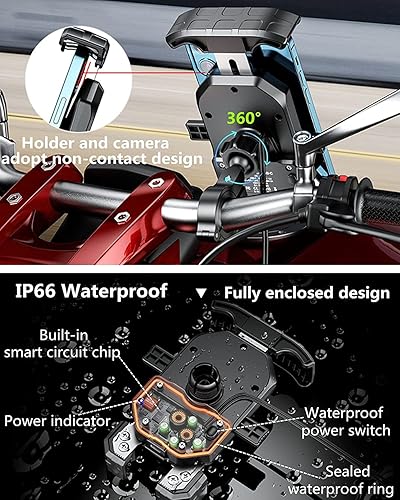 Miniatura 5 de KEWIG Soporte de teléfono para motocicleta Qi de 15 W inalámbrico y USB C 20 W, puerto de carga rápida, bloqueo automático y liberación rápida para