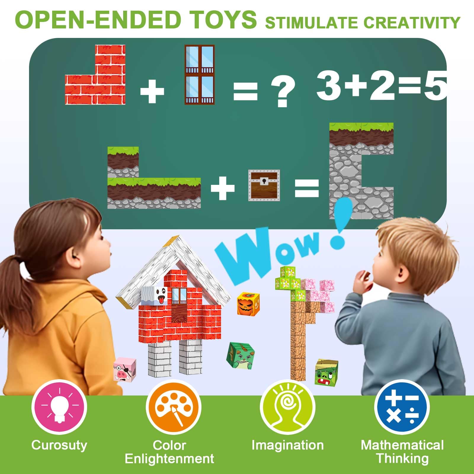 Crifeton Costruzioni Magnetiche per Bambini 3+ Giochi Cubi Magnetici, Blocchi Magnetic Building Blocks Giocattoli Montessori 4 5 6 7 8 9 10 11 12 Anni Regali di Compleanno per Ragazzi (Collina)