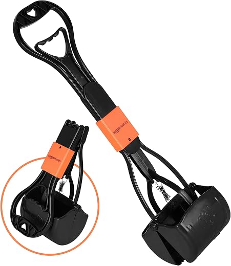 Amazon Basics Folding Jaw Clamp Poop Scooper | Pet Waste Picker | Large