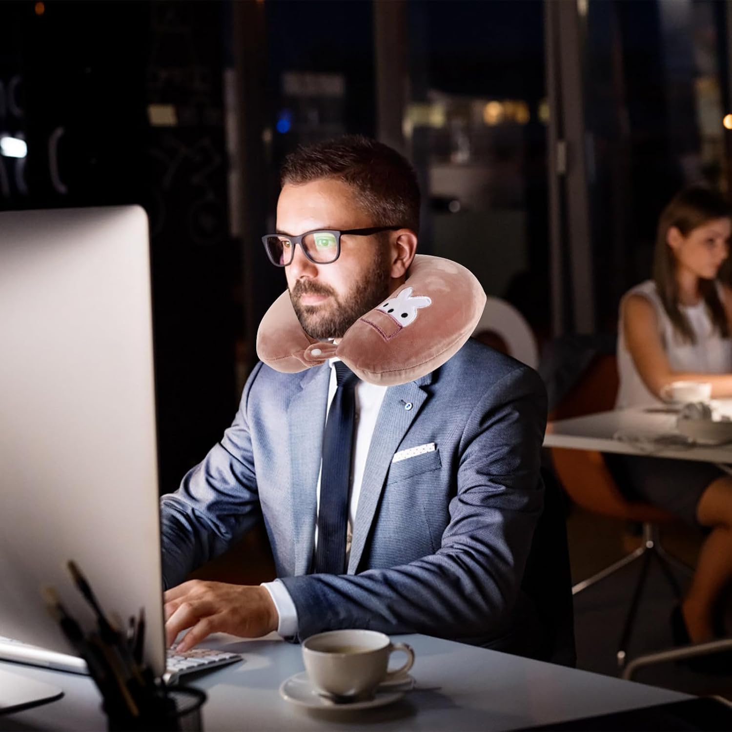 Plush U Shaped Travel Neck Pillow with Neck Support for Offices | Airplanes Use, Vivid Cartoon Appearance, Comfortable Cushioning