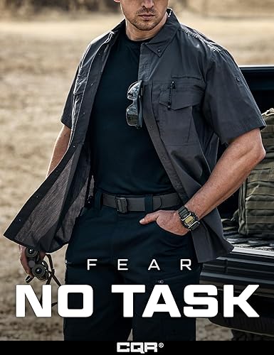 Vista 3 de CQR - cinturón táctico, cinturón resistente, estilo militar, correa de nailon, hebilla de liberación rápida. Paquete de 2 Dura Nylon Negro/Negro