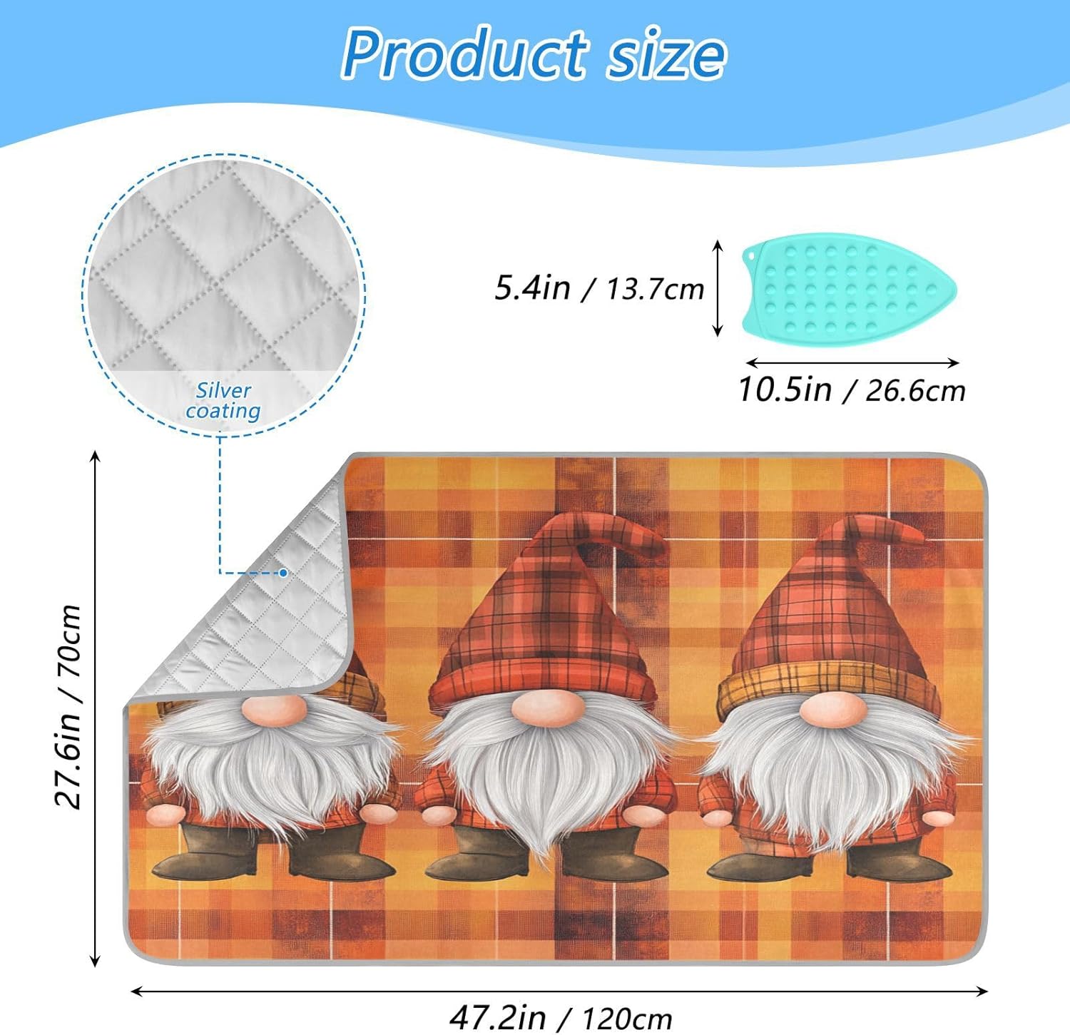 Ironing Mat Thickened Ironing Blanket Travel Portable Double-Side Using Ironing Pad Travel Isolate Heat Pad Cover for Washer Dryer Table Top Countertop (27.6x47.2in) Daisy