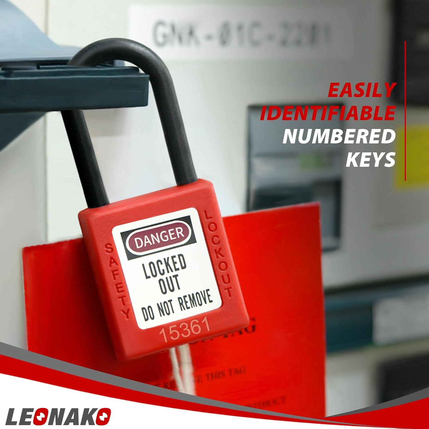 Lockout Tagout Set, 5 Red Safety Locks Keyed Different, Nylon Shackle, 2 Keys per Lock, OSHA Compliant, for Tag Out Station and Devices
