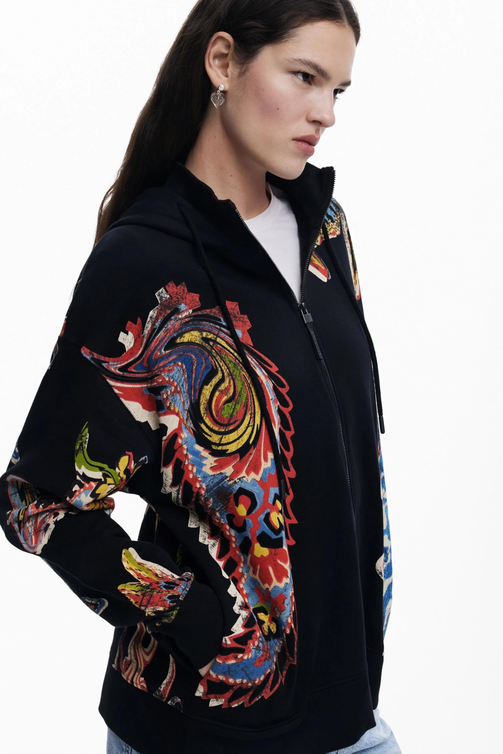 Desigual Sweat_Melted PAISLEYS_L, 2000 czarny, S/M, Czarny (Black), M