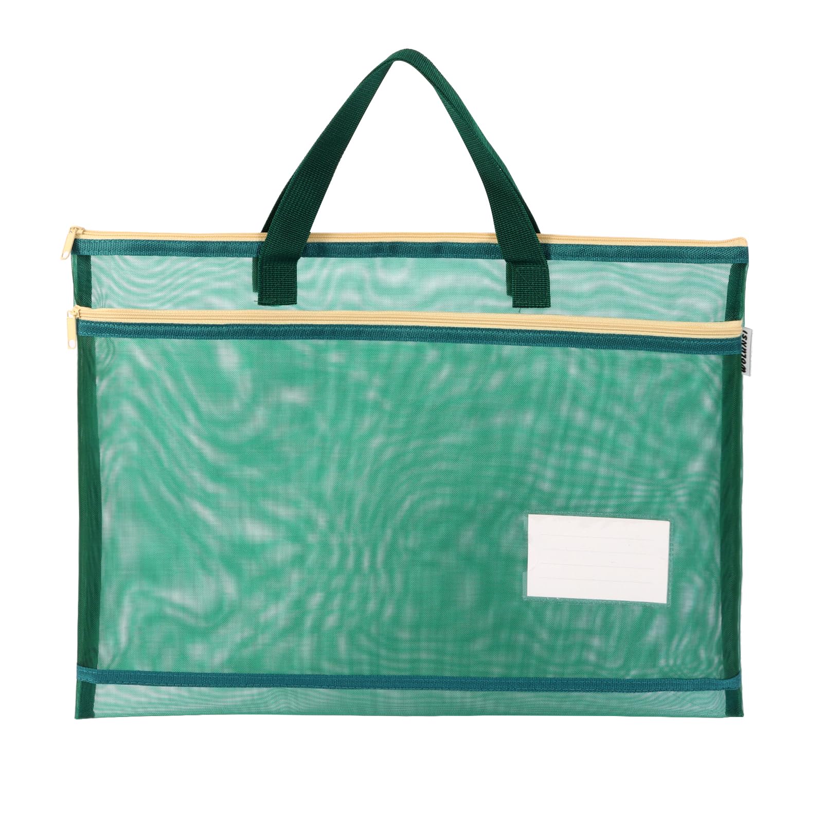 WOLUNSI Large Mesh Art Portfolio Tote Zipper Bag, Light Weight 13x16 Carrying Storage Pouch For Poster, Sketching, and Drawing with Label