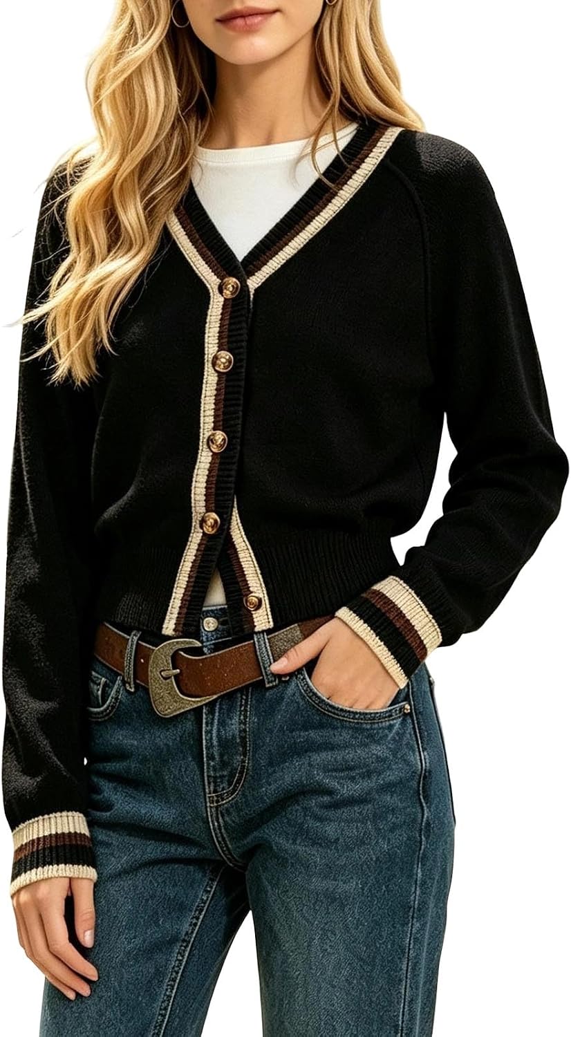 Button Cardigan Sweaters for Women Fall Crop Clothes