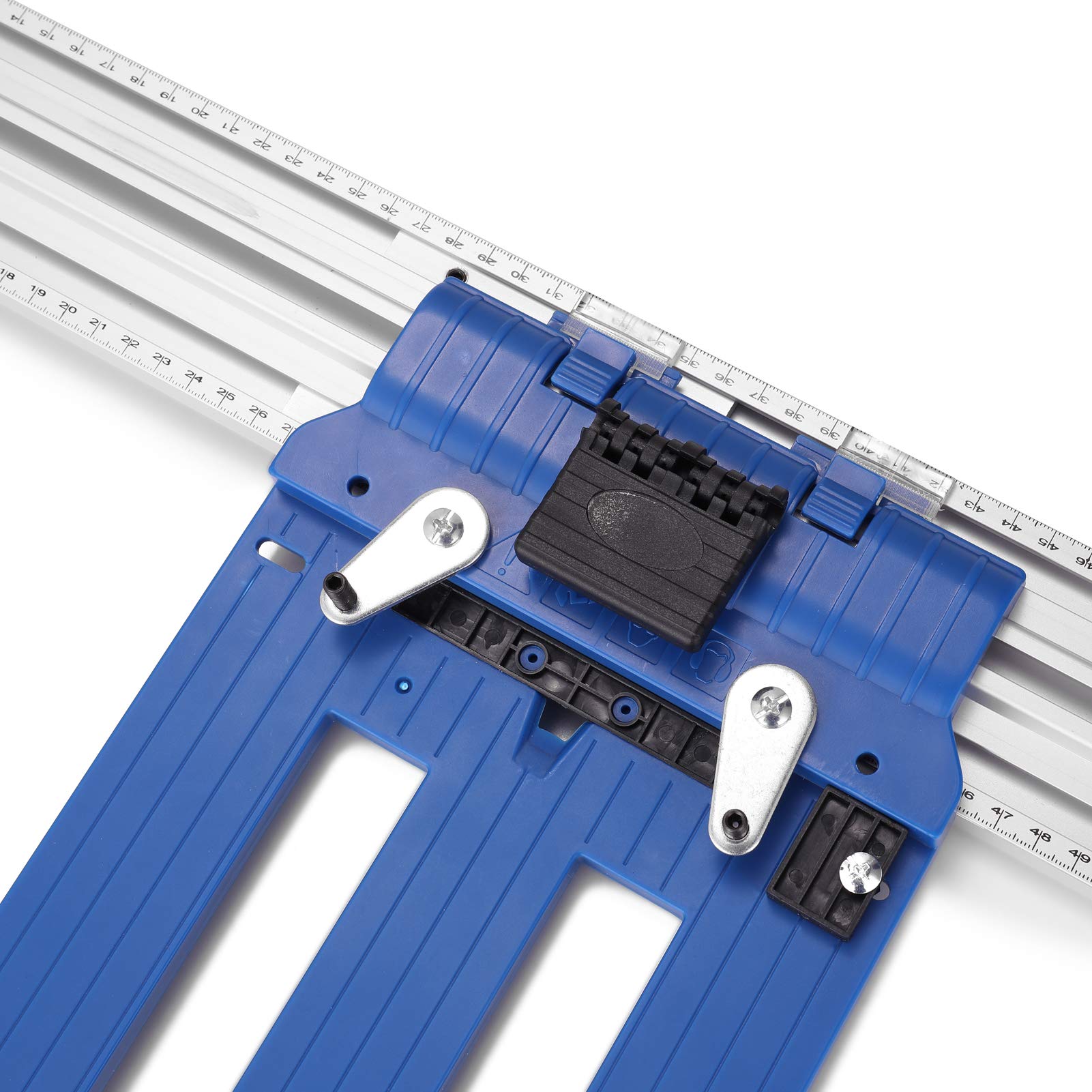HT-RC60 Guía de borde para carpintería y de riel de sierra circular para corte al hilo, riel de aluminio sólido con trineo universal y marco de posicionamiento, compatible con