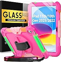 Vista 12 de BLOSOMEET Funda para iPad A16 de 11ª/10ª generación de 11''/10.9'' 2025/2022 con protector de pantalla de vidrio templado y soporte para lápiz