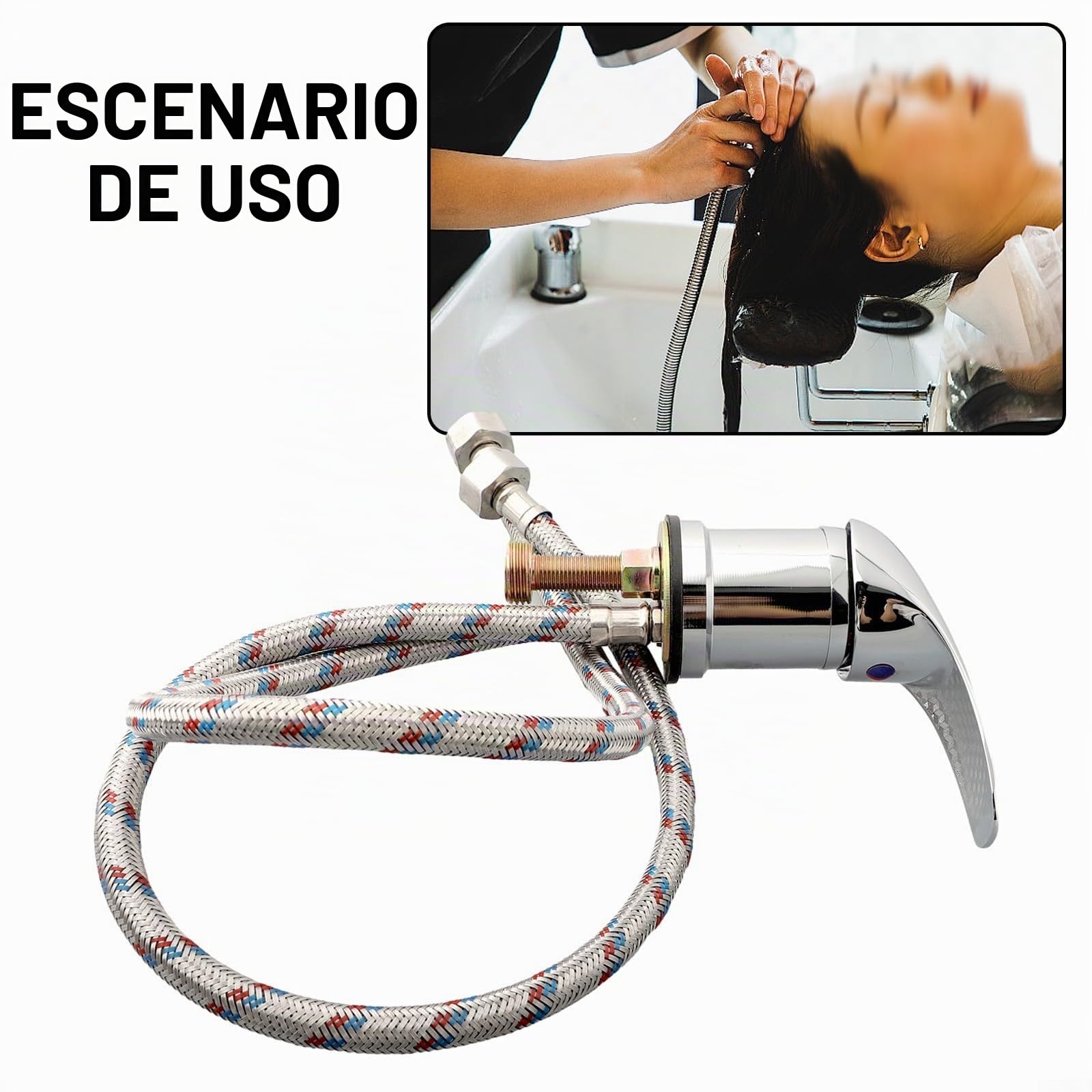 Grifo de peluquería con características de agua caliente/fría, adecuado para diversas necesidades de lavado (B)