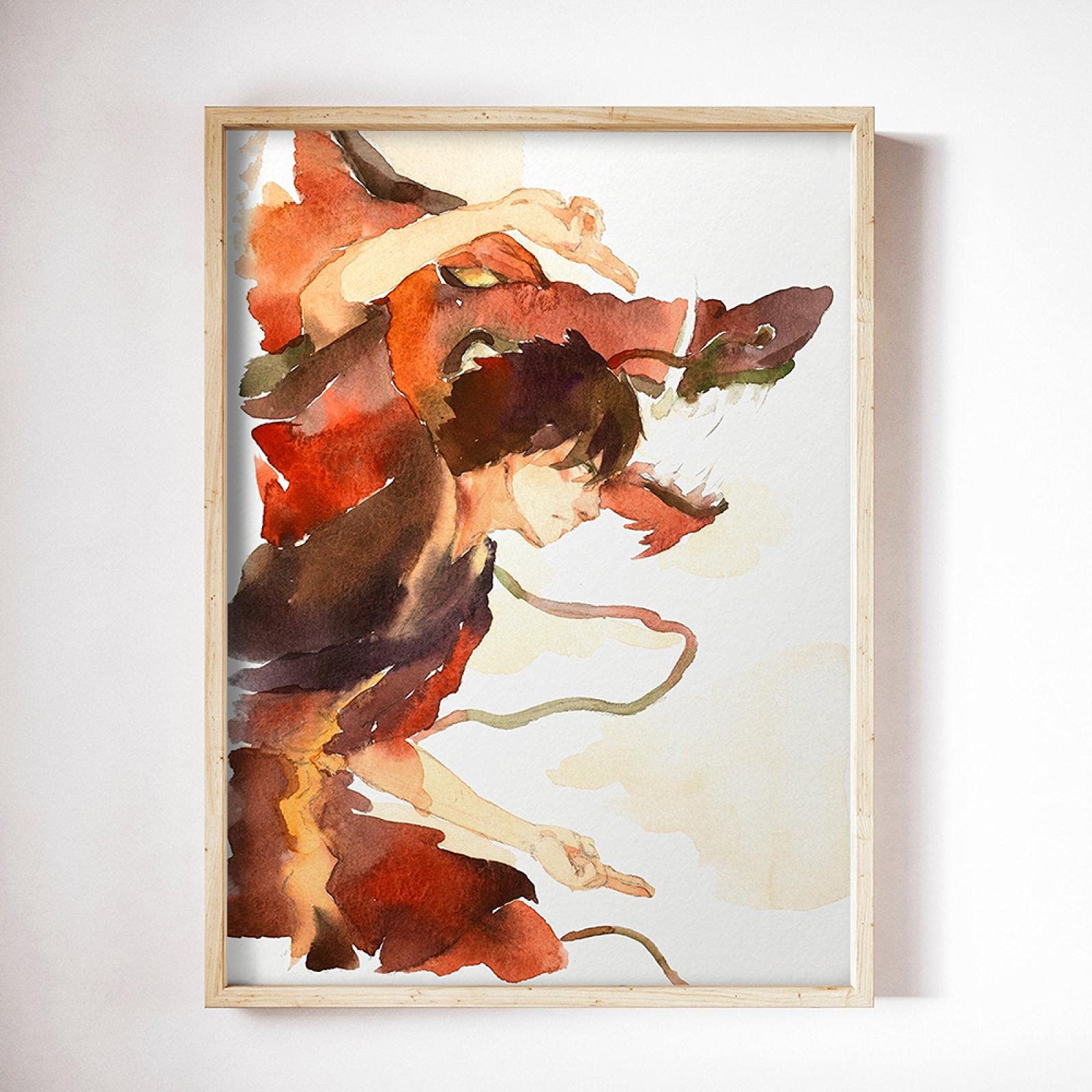 Hanpmy Pittura ad acquerello Stampa artistica Poster e stampa Avatar The Last Airbender Wall Art Painting Wall Picture Living Room Decor-(50X70cm) X2 Frameless
