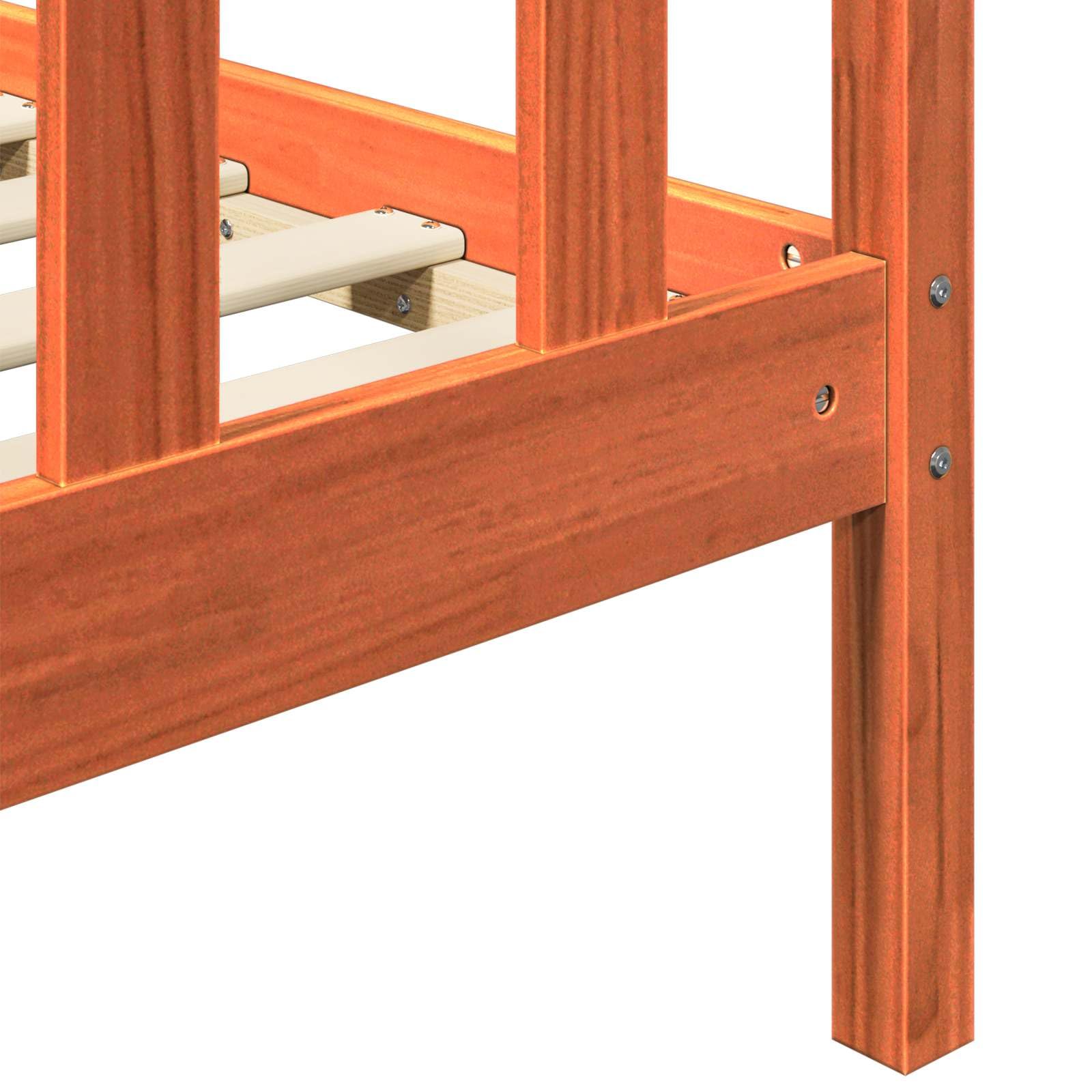 Estructura de Cama de Madera Maciza de Pino marrón Cera, 205,5 x 145,5 x 100 cm, Cama somier con cabecero para Dormitorio, Soporte para colchón matrimonial Grande, Descanso para 2 Personas