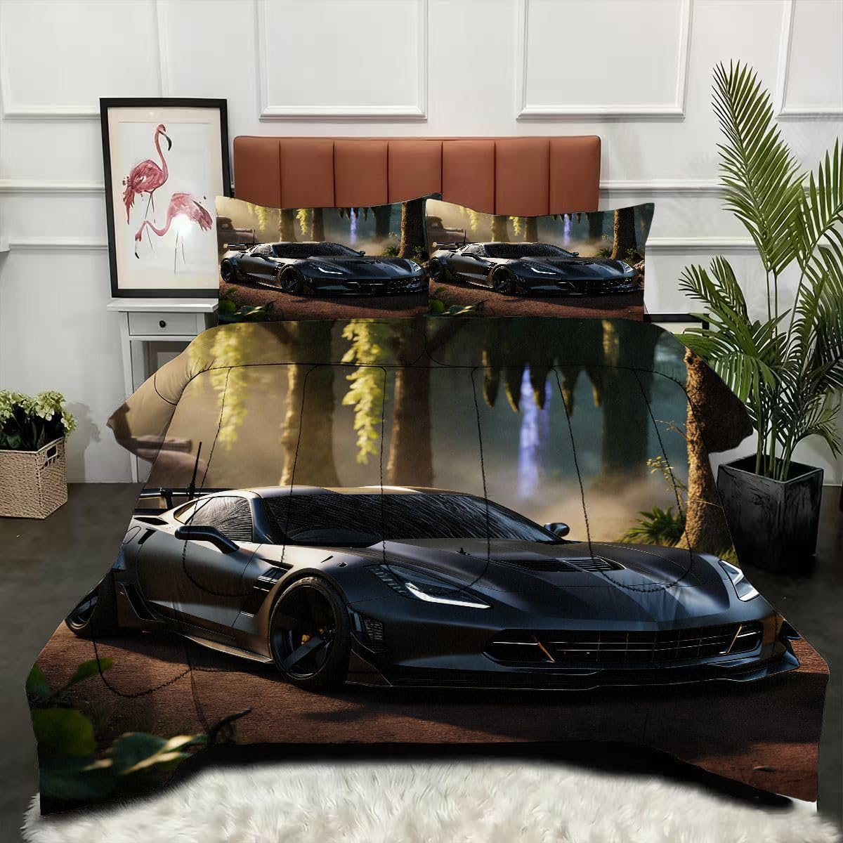 Couette 200 x 200 cm Voiture de Sport 3D parure de lit sans housse 2 personnes