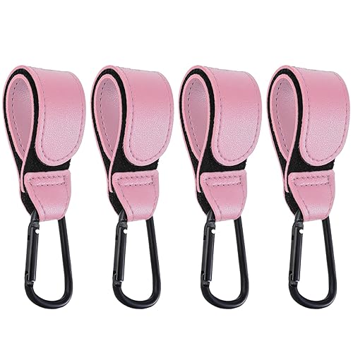 Miniatura 10 de 4 ganchos de cuero para cochecito, clip para cochecito de mamá, gancho organizador de accesorios de cochecito, gancho de metal para 4 piezas +