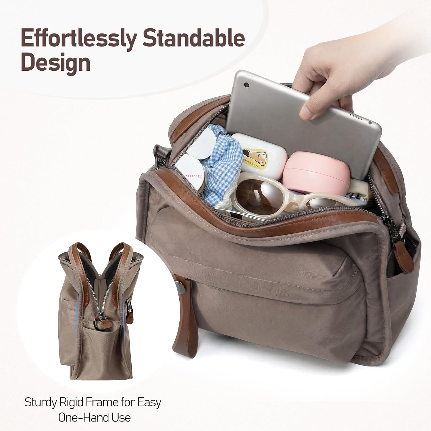 Nylon Crossbody Bags for Women Lightweight Top Handle Shoulder Bag Waterproof Satchel Hobo Handbag, Bonus with a Extra Strap