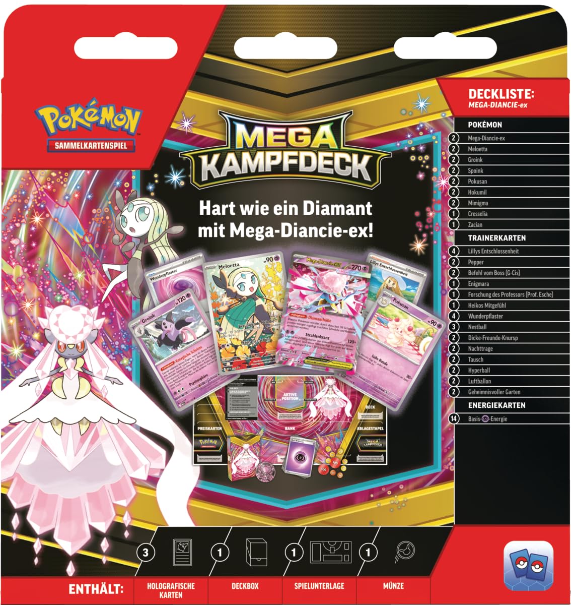 Pokémon - JCC DE Cartes Méga Combat Mega-Diancie-ex (1 Deck de 60 Cartes à Jouer instantanément)