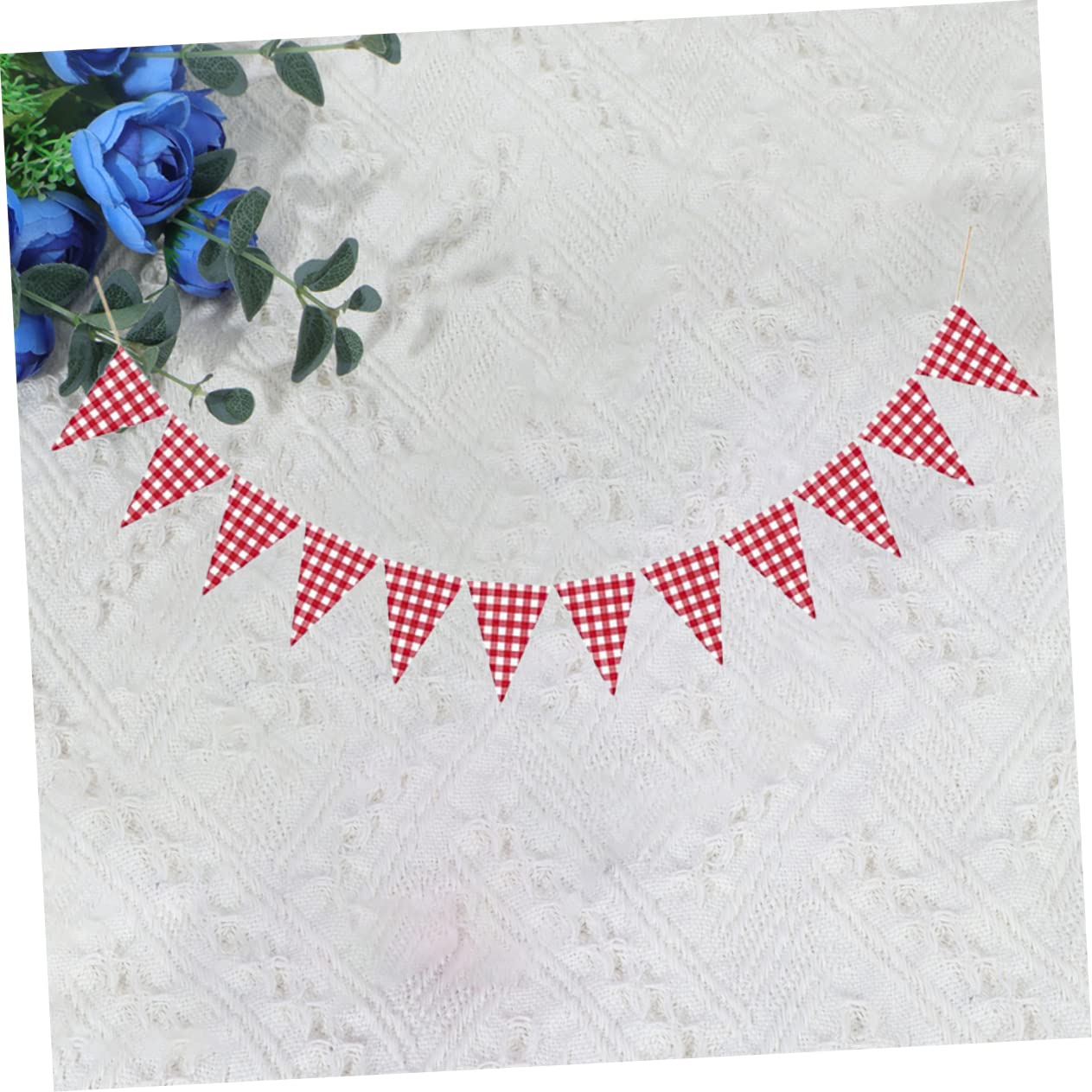CHILDWEET Bannière pour Décoration Intérieure et Extérieure Triangle à Carreaux Rouge en Coton pour Fêtes D'anniversaire et Décoration Murale