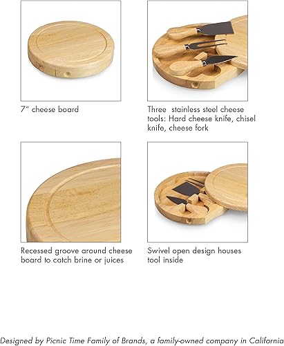 Miniatura 11 de Toscana - A Picnic Time Brand Brie Tabla de cortar y herramientas Juego de tablas de queso, tamaño único, madera de caucho