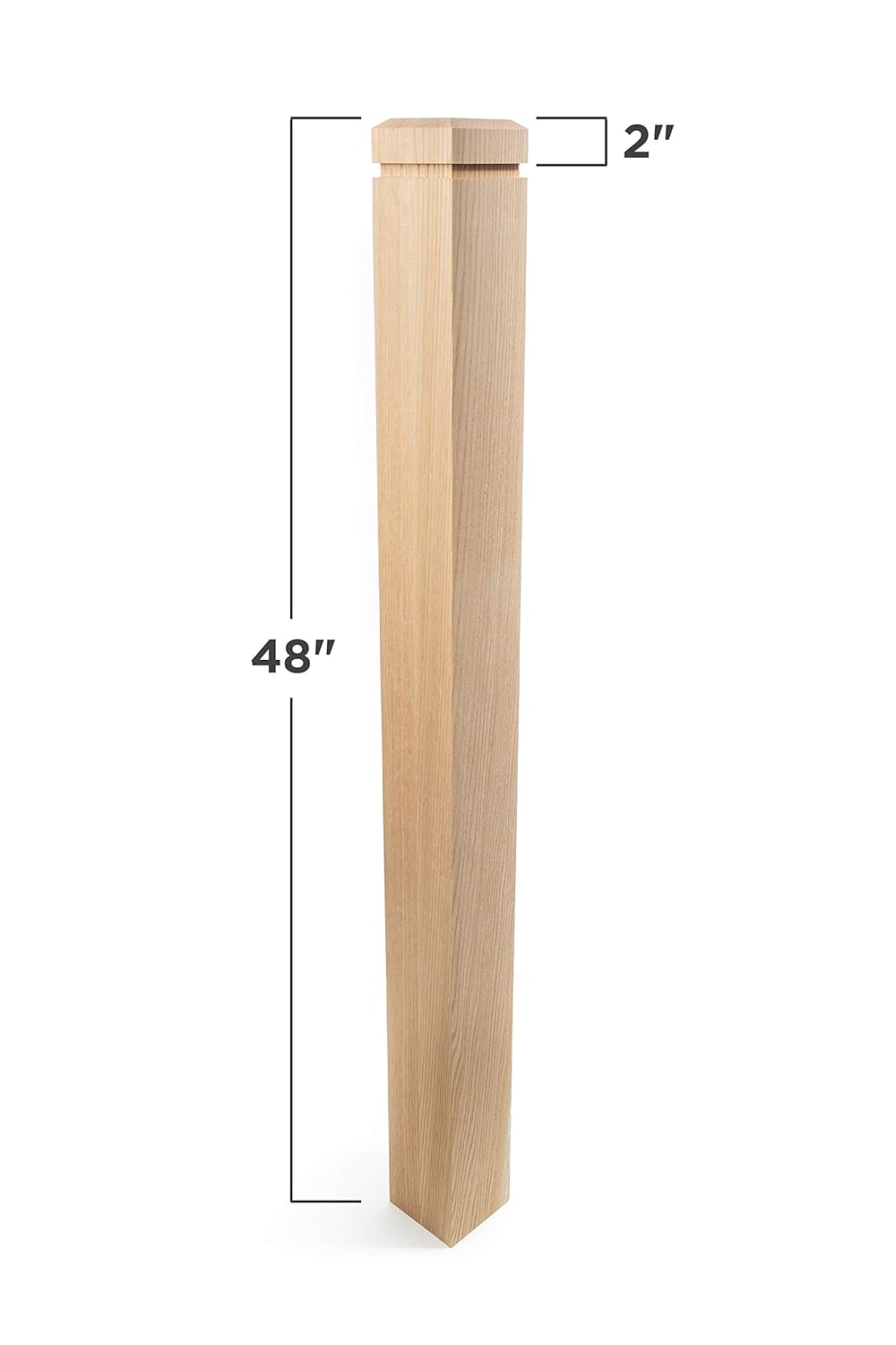 Sleek Modern Solid Red Oak Stair Newel Post with a Single Groove (3 1/2" x 3 1/2" x 48")