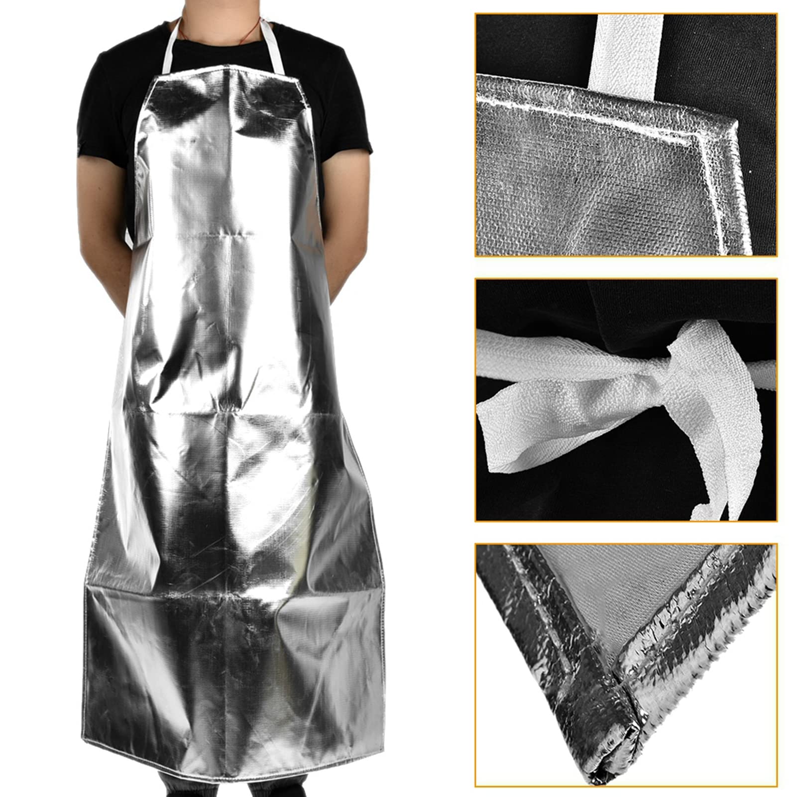 Grembiule, Grembiuli Lungo da Cuoco Chef In Foglio di Alluminio Impermeabile Resistente al Calore Regolabile Lavoro di Sicurezza Per Uomo Donna Cucina Giardino Ristorante Barbecue Caffè Cucinare