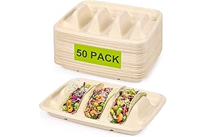50 Pack Taco Plates with Dividers for a Festive Taco Night