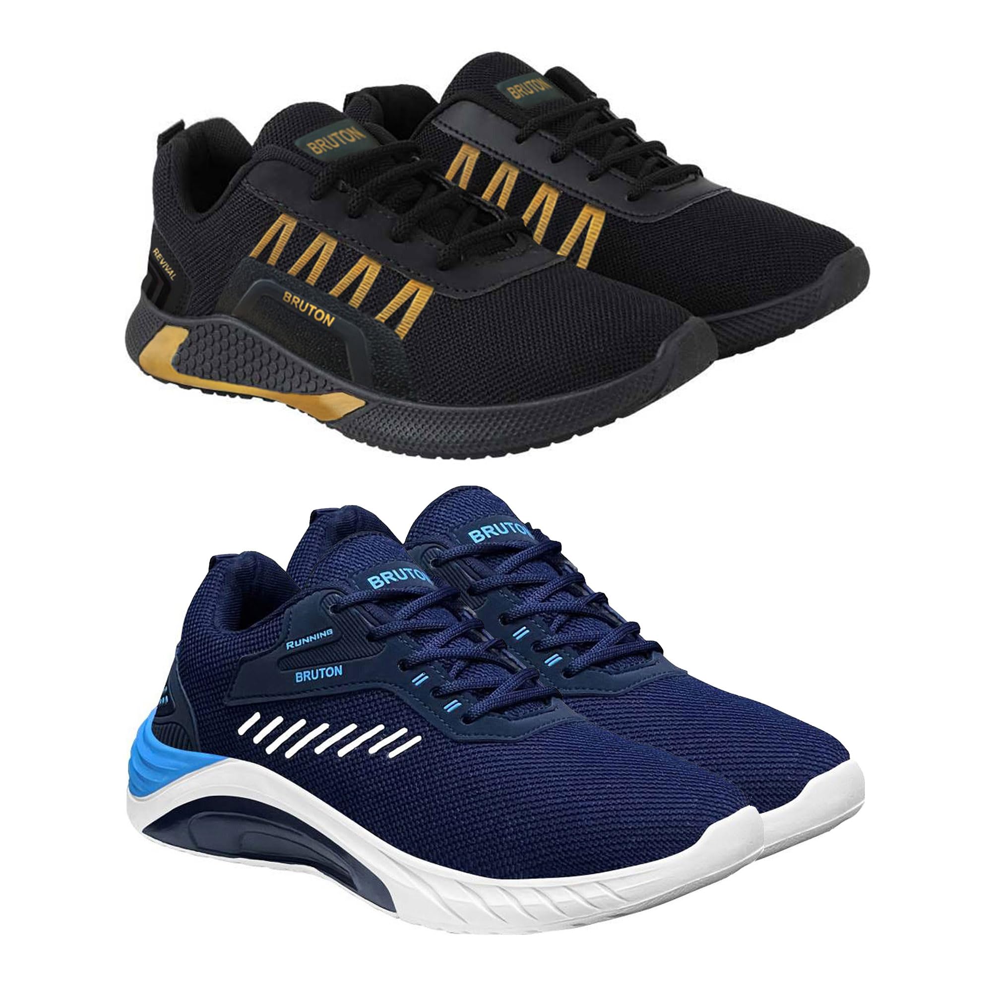 BRUTON Mens Running Sport Shoes | Casual Shoes | Sneakers | Yoga Shoes | Shoes for Hiking - (Combo Pack of 2, Size-7) (B0CDS8BG47) Amazon Price History, Amazon Price Tracker