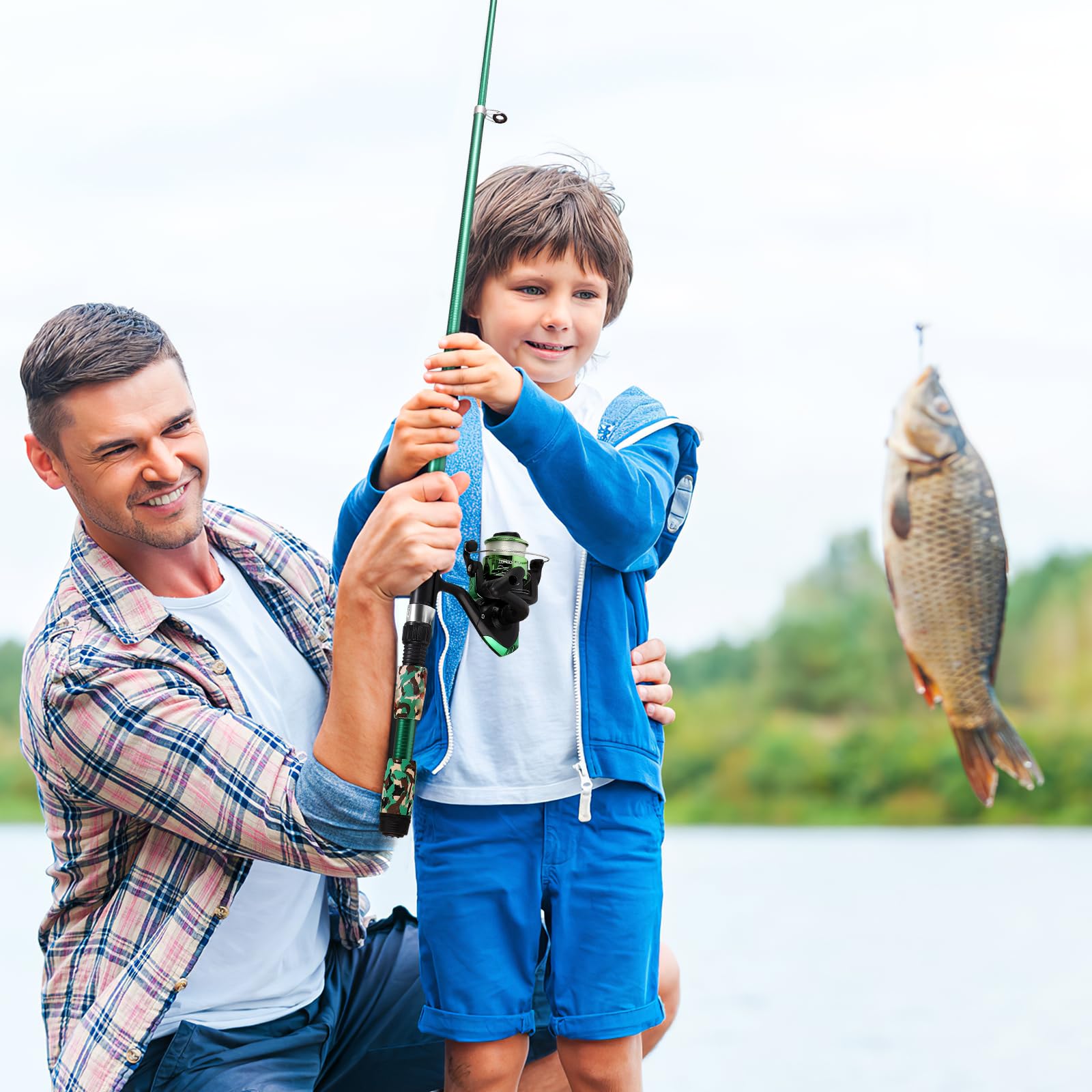 Materiel Pêche Débutant Kit Pêche Enfant 1,5m - Canne Télescopique Dorée - Complet Avec Moulinet & Accessoires - Idéal Débutants Moulinet Pêche Débutant