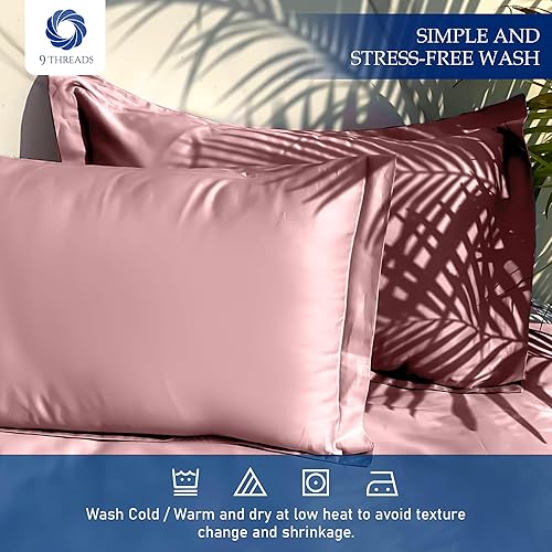 Miniatura 5 de 9Threads Sábanas de satén 100 % algodón de 400 hilos, con bolsillo profundo, sábanas de algodón vigorosas, frescas y fuertes (rosa claro,
